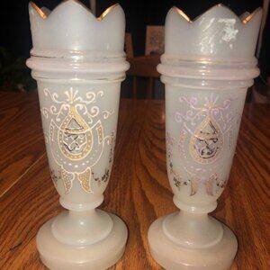 Set of 2 Victorian Bristol Glass Vases